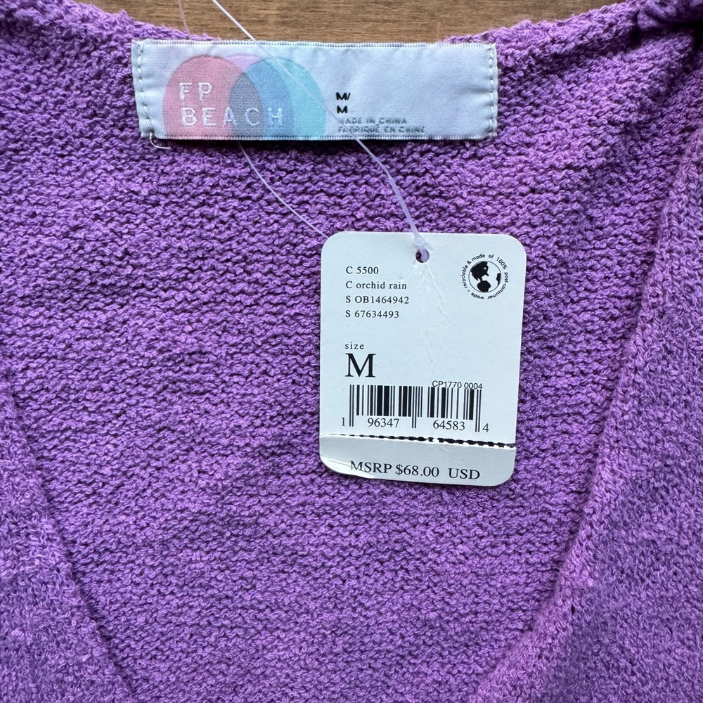 NWT FREE PEOPLE Beach Poppy Sweater Mini Dress in Orchid Rain Lilac Size Medium - Picture 6 of 7